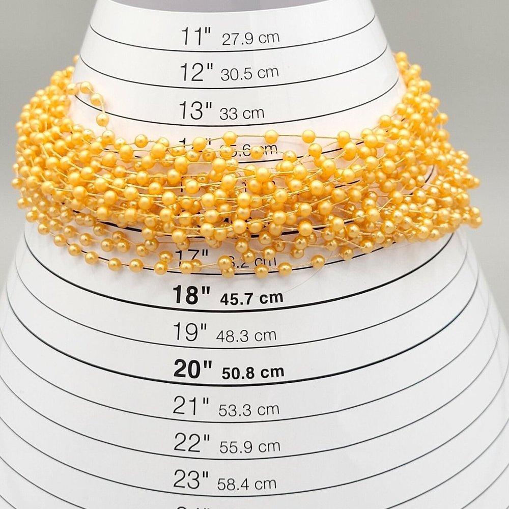 Womens Orange Simulated Pearls Multi Strand Necklace Made in Hong Kong Vtg 16 in - Picture 7 of 7